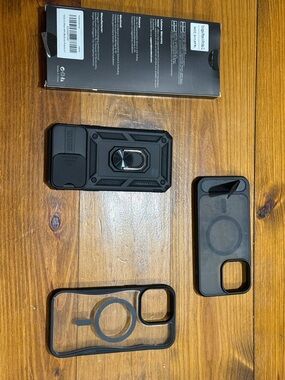 Protective Black Phone Case with Ring Kickstand - Brand Unspecified